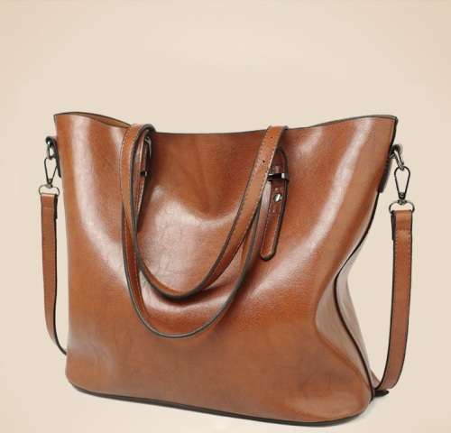 2017 Oil Leather-style Crossbody/Shoulder Tote Bag Brown or Burgundy)